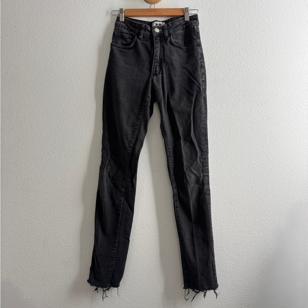 Acne Studio Black Skinny Jeans with Raw Hem